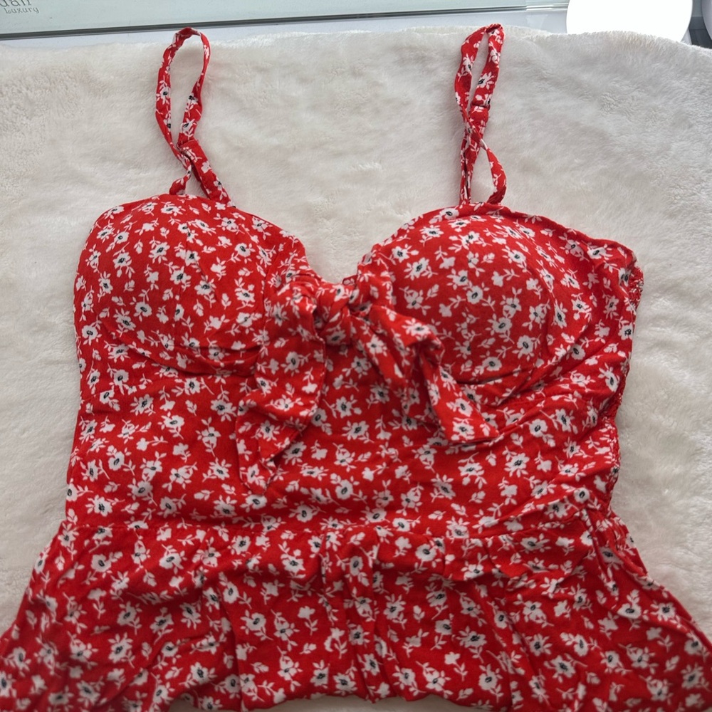 Red Floral romper